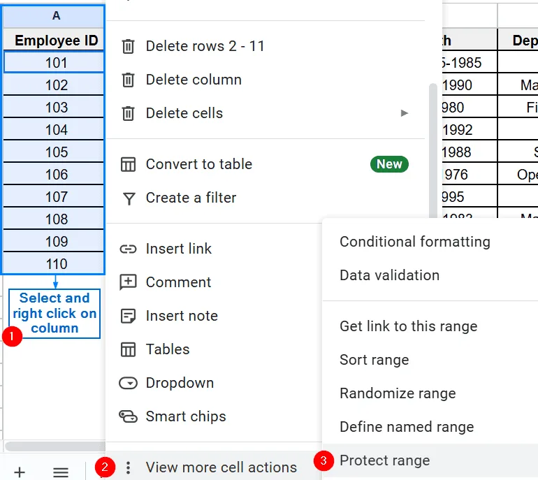 Protect Columns by Showing a Warning
