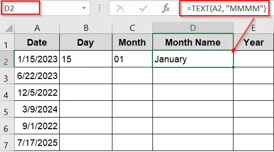 Format Date Parts as Text Using the TEXT Function