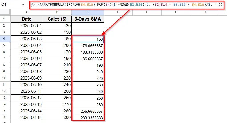 Using the ARRAYFORMULA Function