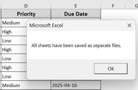 Save All Worksheets as a Separate Excel File