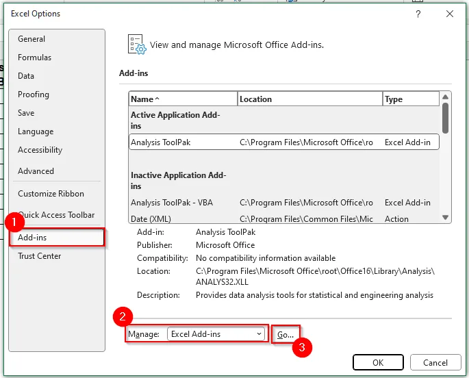 Perform an Unpaired T Test in Excel Using the Data Analysis ToolPak