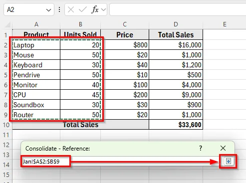 Using the Consolidate Feature to Pull the Same Cell from Multiple Sheets into a Master Column