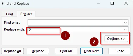 Fill Empty Cells with the Find and Replace Tool