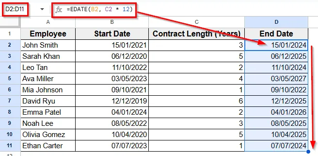 Apply The EDATE Function To Add Years By Months