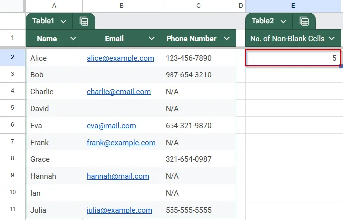 Calculate Number of Non-Blank Cells That Do Not Equal a Specific Value