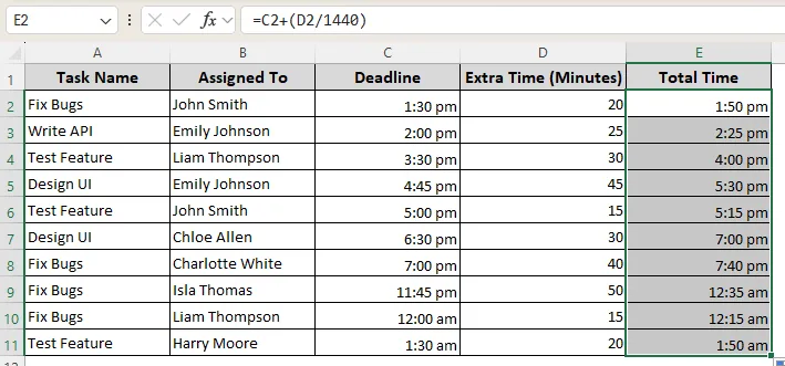 Adding Minutes Based on Cell Reference