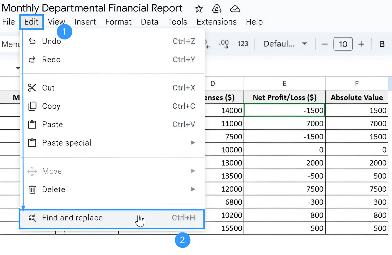 Using Find and Replace Tool