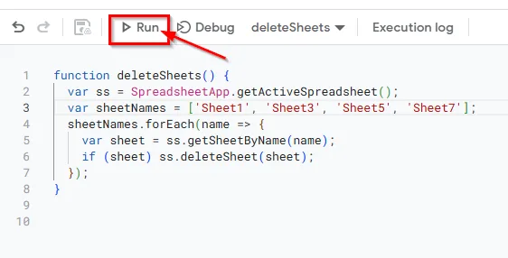 Using Google Apps Script to Delete Multiple Sheets