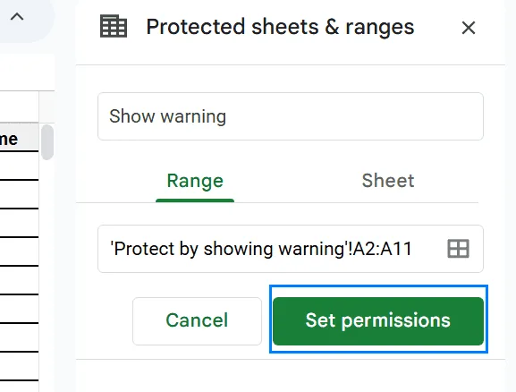 Protect Columns by Showing a Warning