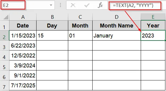 Format Date Parts as Text Using the TEXT Function