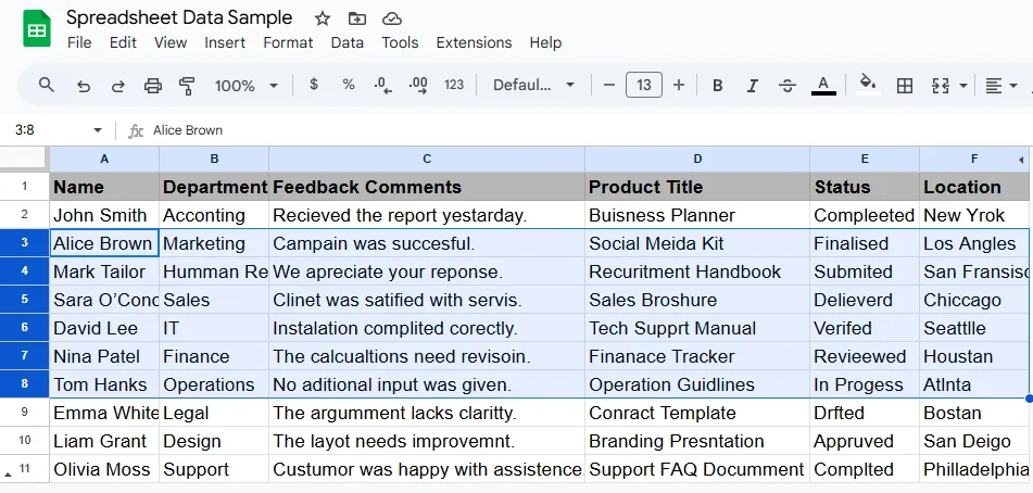 Opening Spell Check Through the Menu Navigation