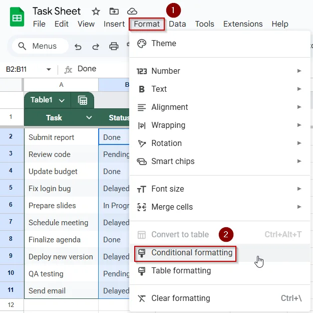 Implement Conditional Formatting and Helper Column for Color Detection
