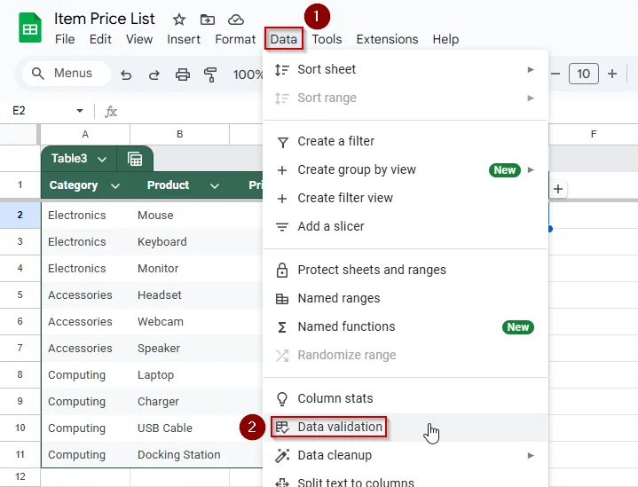 Setting Up a Dependent Drop-Down With VLOOKUP
