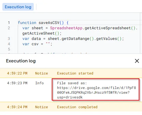 Export as CSV Using Google Apps Script