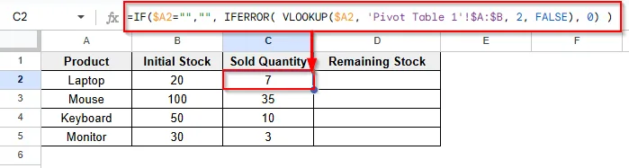 Using Pivot Table