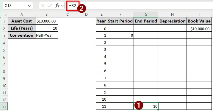 Using the VDB Function to Calculate GDS Depreciation in Excel
