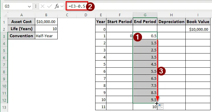 Using the VDB Function to Calculate GDS Depreciation in Excel