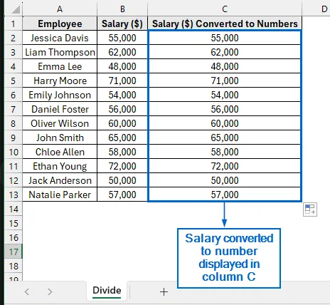 Divide Value by 1 to Convert Column to Number
