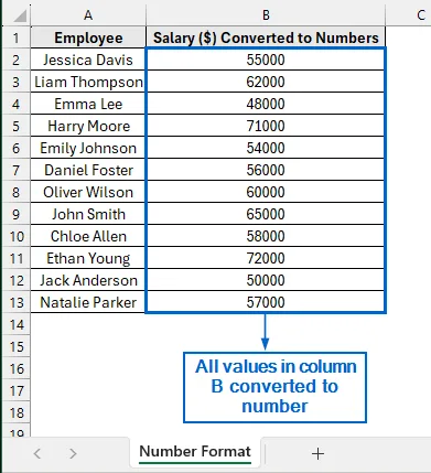 Apply Number Formatting to Transform Column into Number