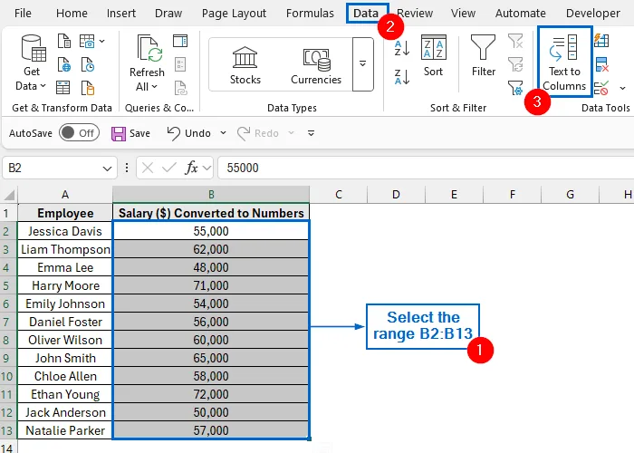Convert Column to Number Using Text to Column Feature