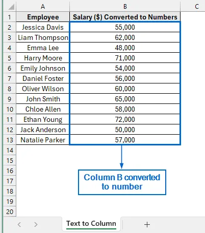 Convert Column to Number Using Text to Column Feature