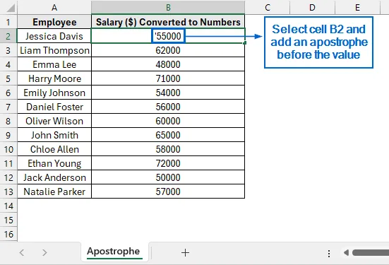 Use Apostrophes to Convert Column to Number