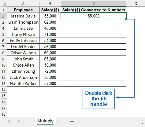 Convert Column to Number By Multiplying 1