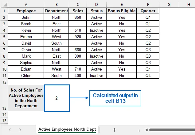 Count Non-Blank Cells with Three Conditions Using COUNTIFS