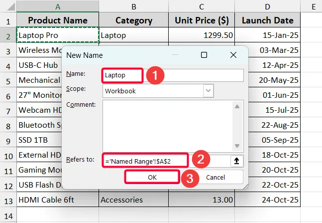 Display Text Using Named Range