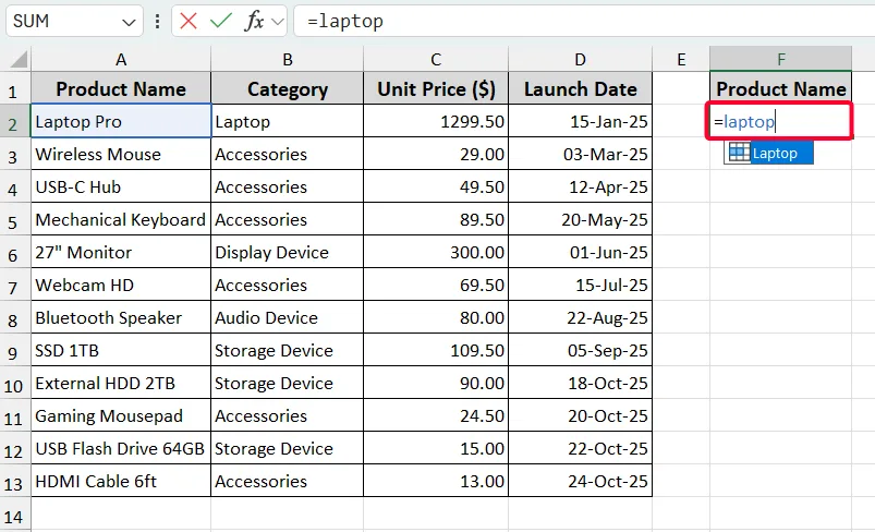 Display Text Using Named Range