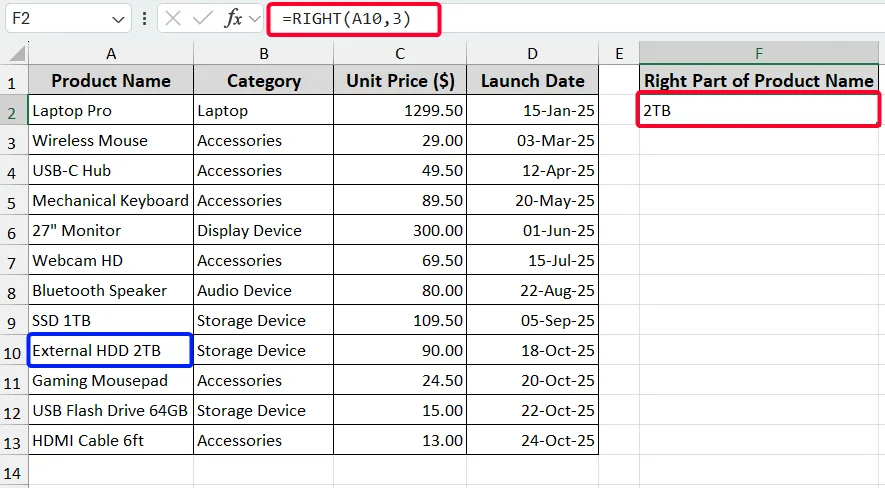 Display Specific Portion of Text From Another Cell