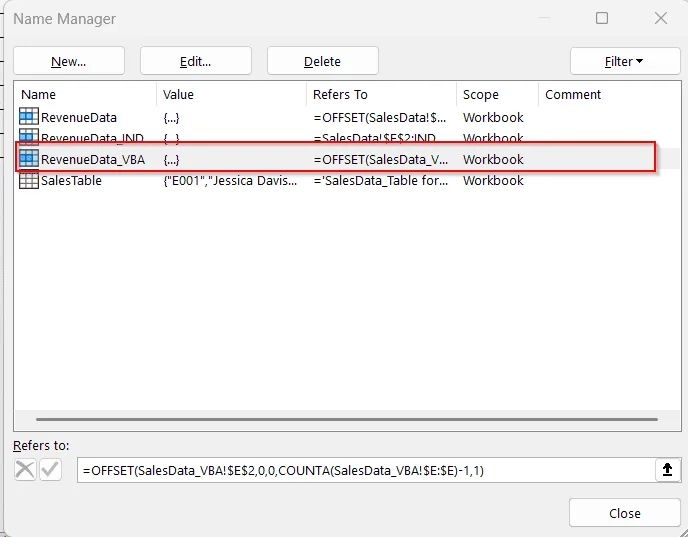 Define Dynamic Named Ranges with VBA For Advanced Control