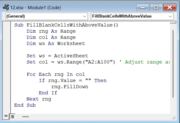 Implementing VBA Macro