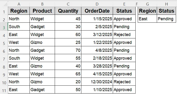 Explore AdvancedFilter with AND and OR Criteria