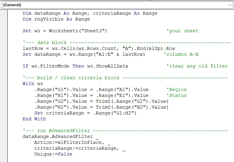 Explore AdvancedFilter with AND and OR Criteria