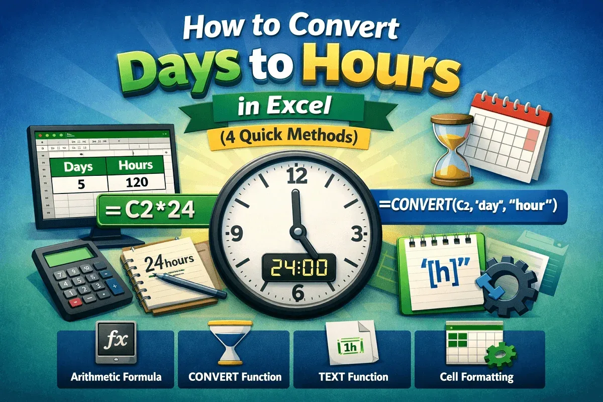 How to Convert Days to Hours in Excel (4 Quick Methods)