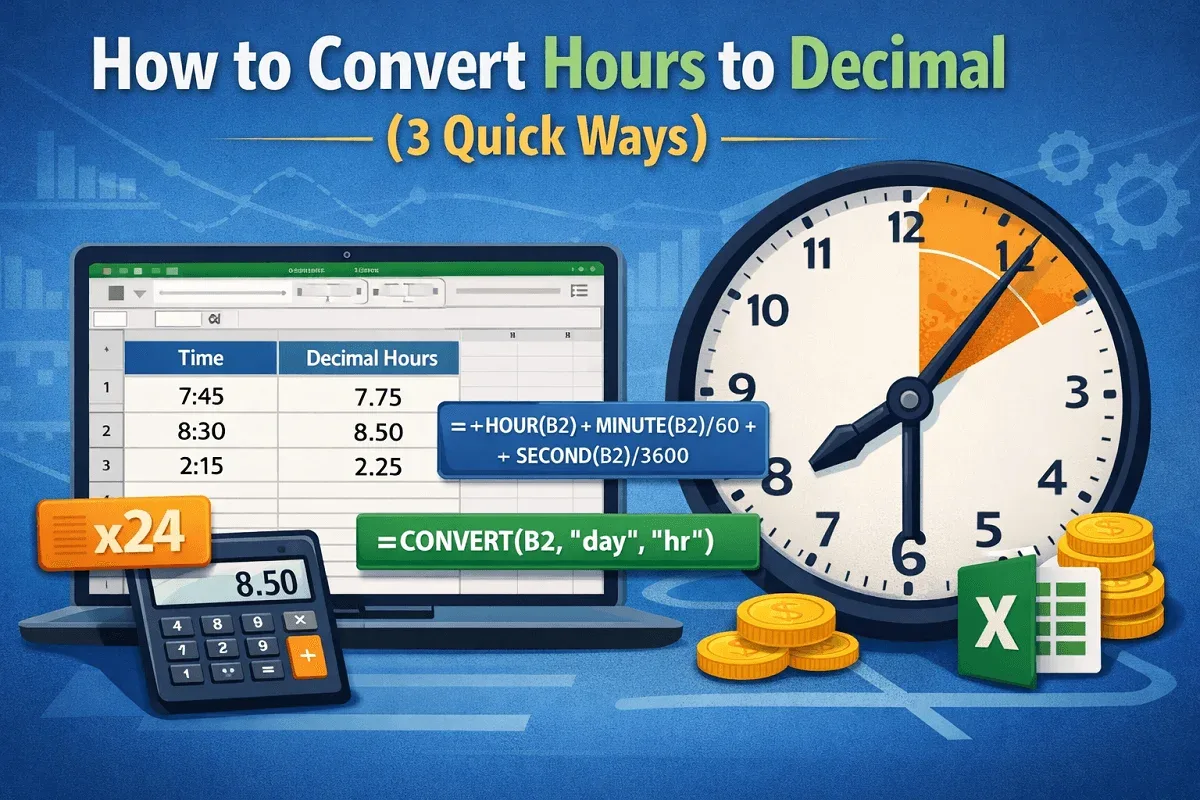 How to Convert Hours to Decimal in Excel (3 Quick Ways)