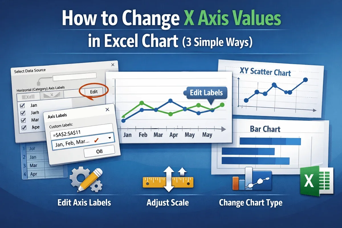 How to Change X Axis Values in Excel Chart (3 Simple Ways)