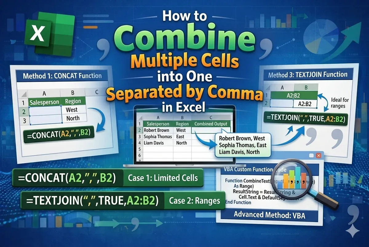 Combine Multiple Cells into One Separated by Comma in Excel