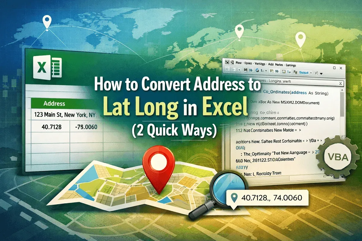 How to Convert Address to Lat Long in Excel (2 Quick Ways)