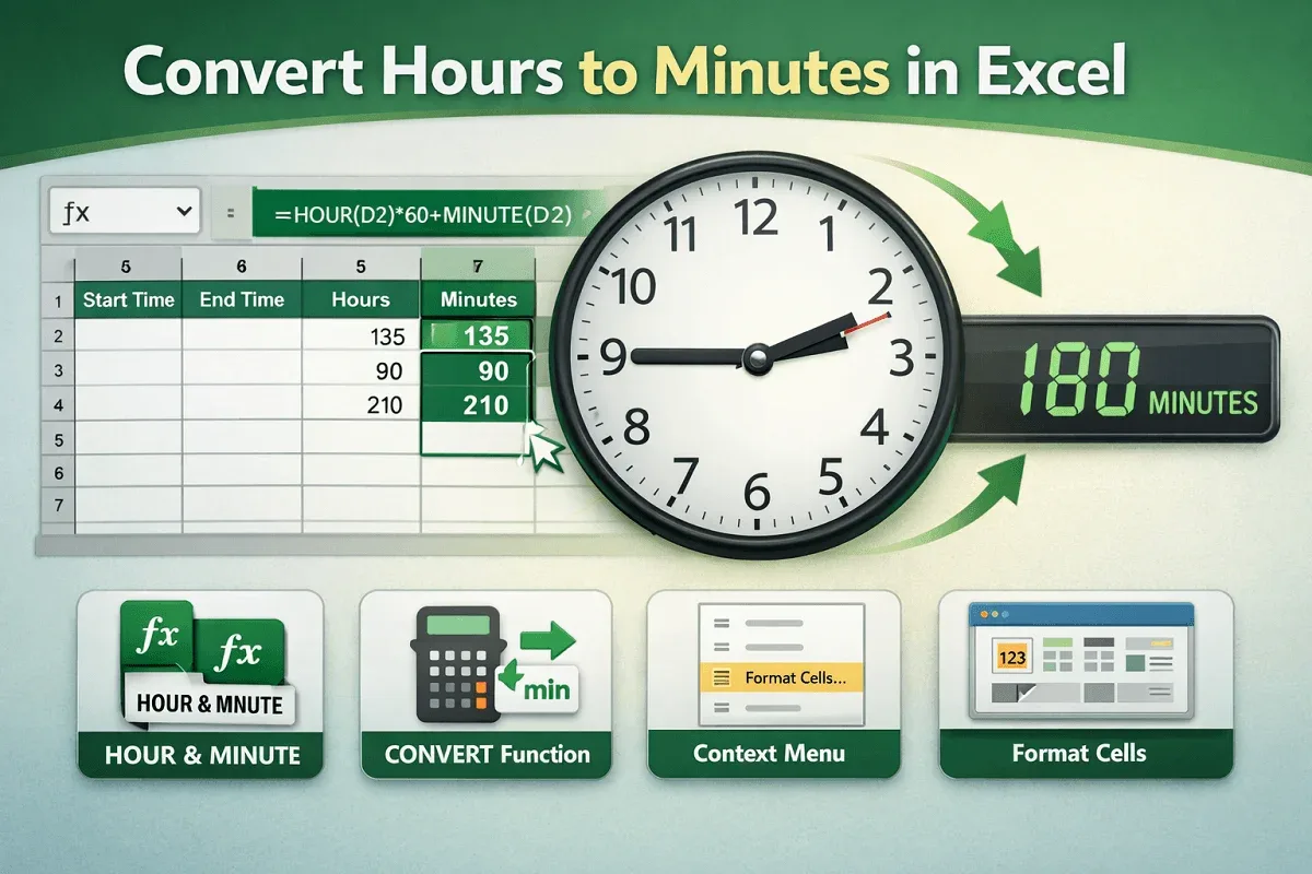 How to Convert Hours to Minutes in Excel (4 Suitable Ways)