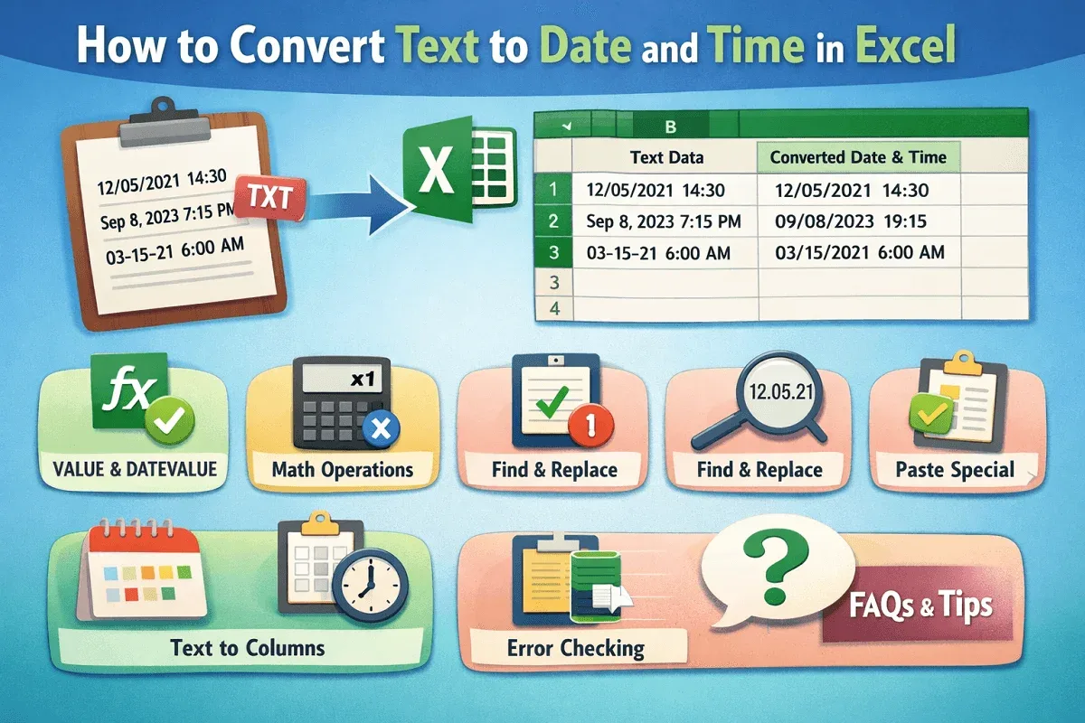 How to Convert Text to Date and Time in Excel (9 Examples)