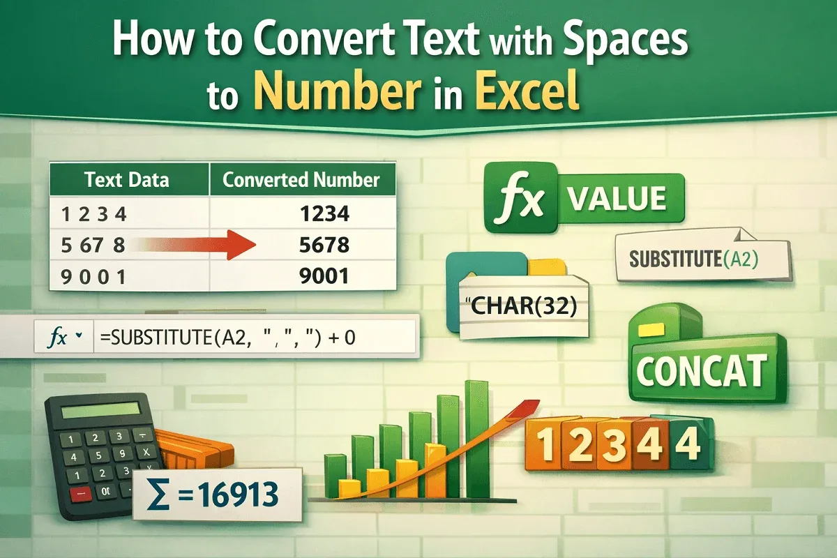 How to Convert Text with Spaces to Number in Excel