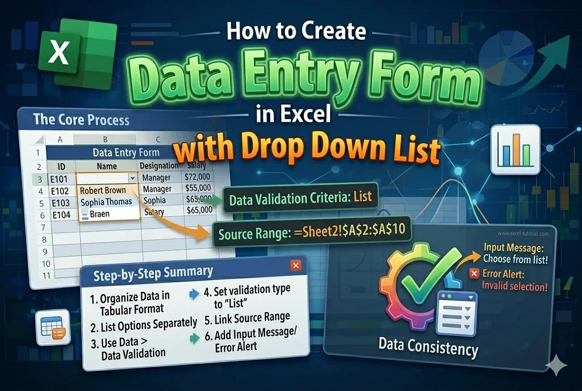 How to Create Data Entry Form with Drop Down List in Excel