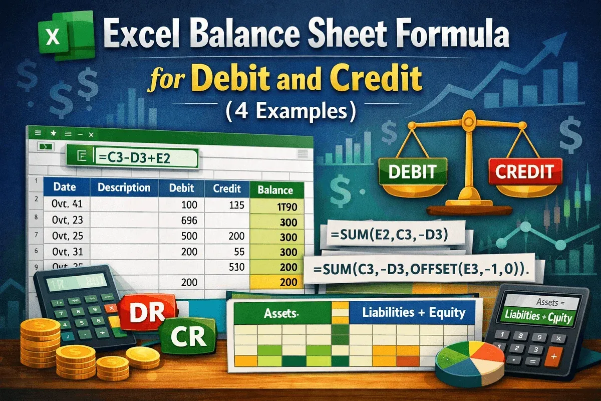 Excel Balance Sheet Formula for Debit and Credit (4 Examples)