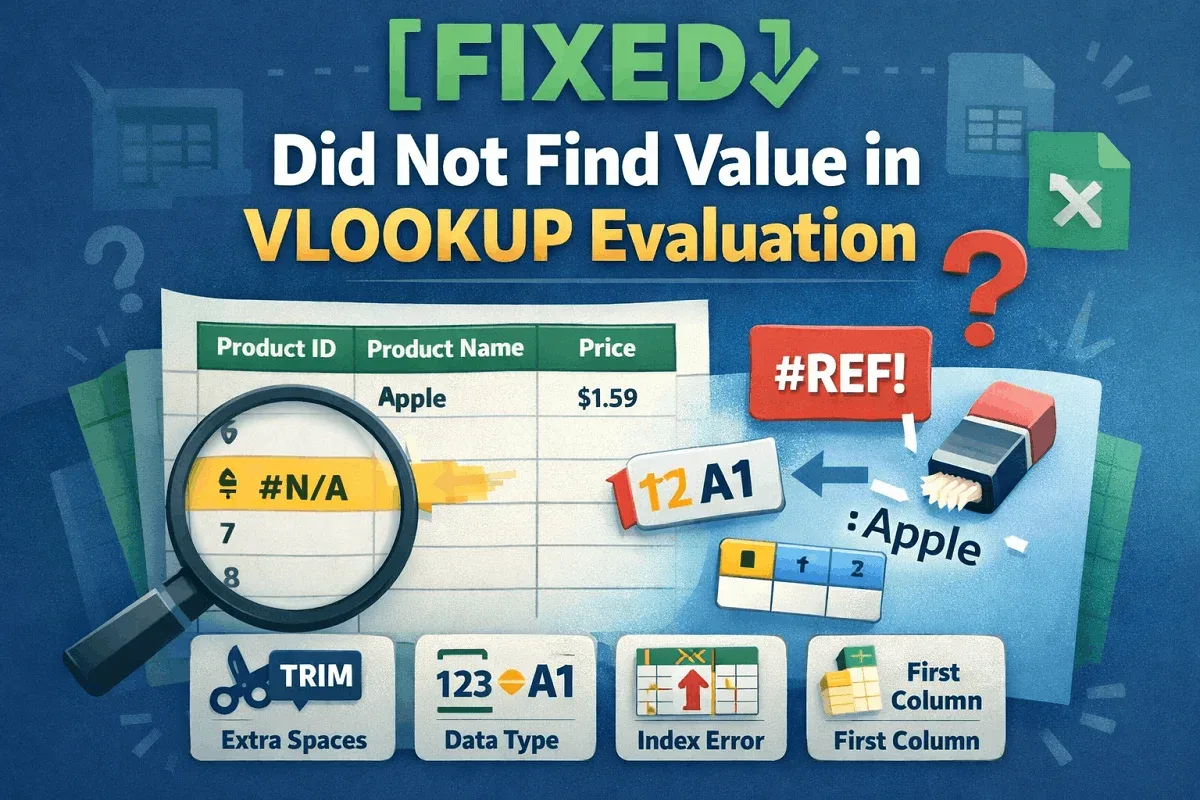 [Fixed] Did Not Find Value in VLOOKUP Evaluation (5 Solutions)