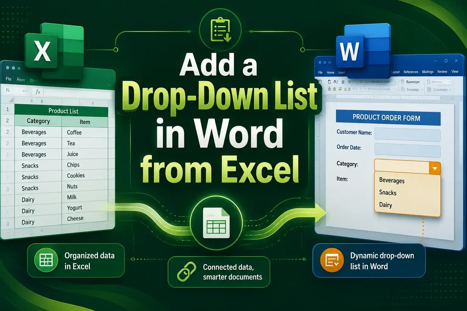 How to Add a Drop-Down List in Word from Excel