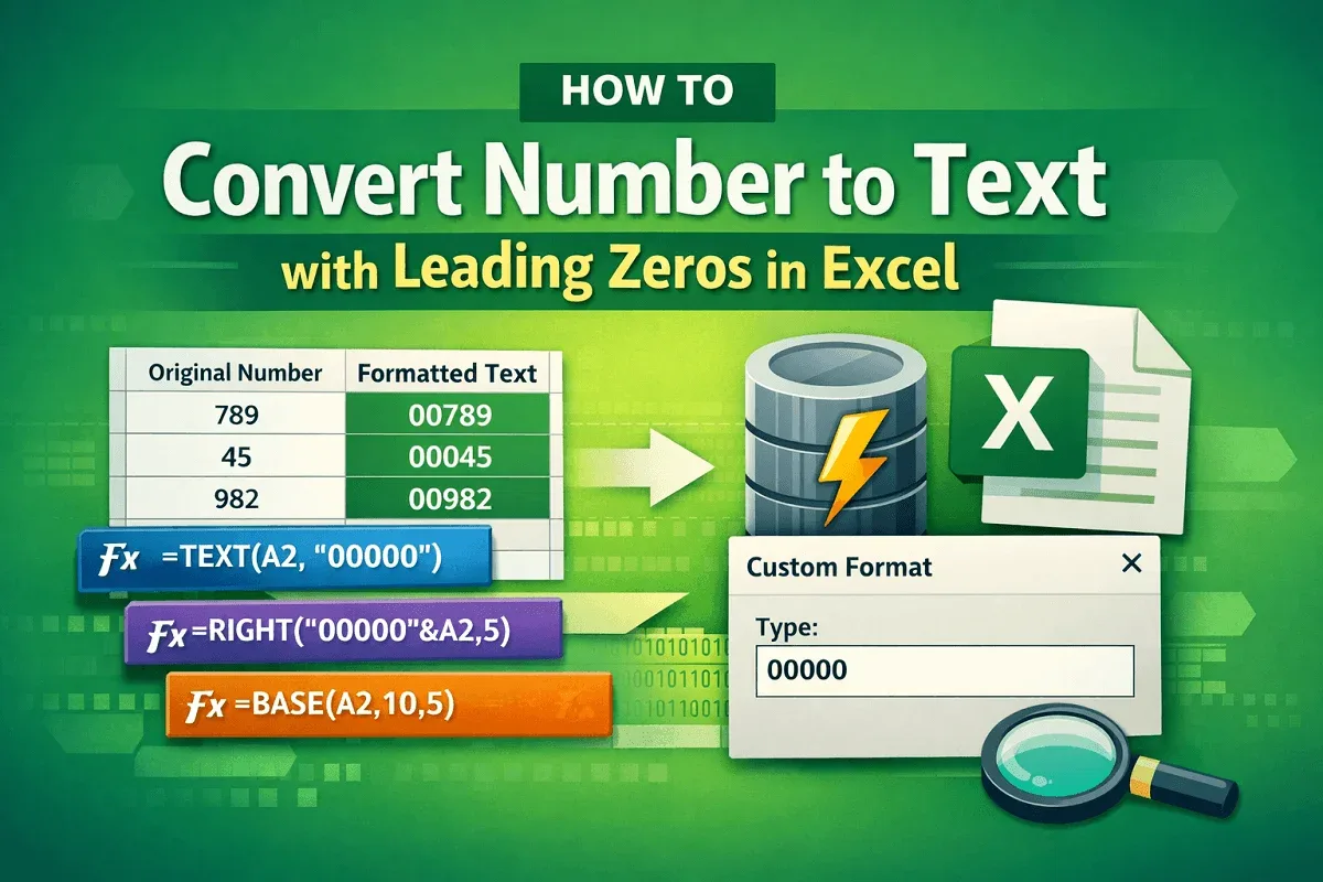 How to Convert Number to Text with Leading Zeros in Excel