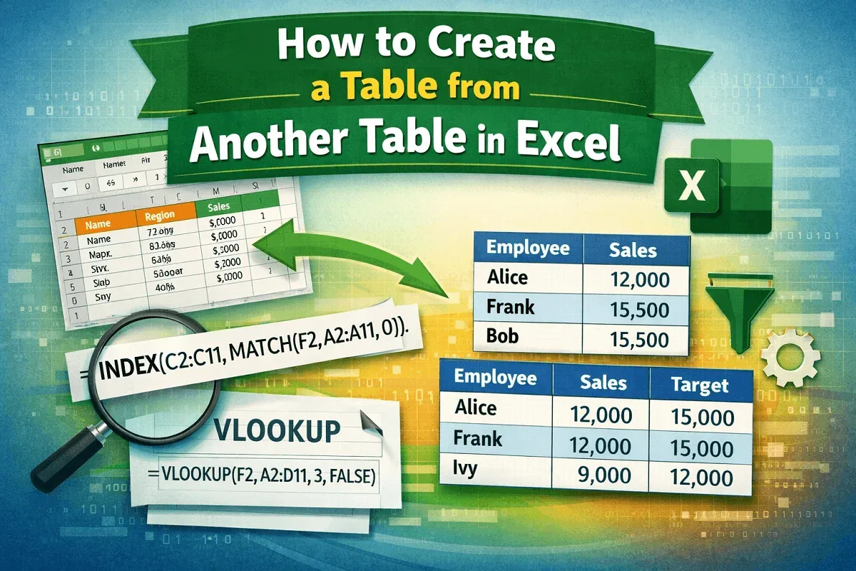 How to Create a Table from Another Table in Excel