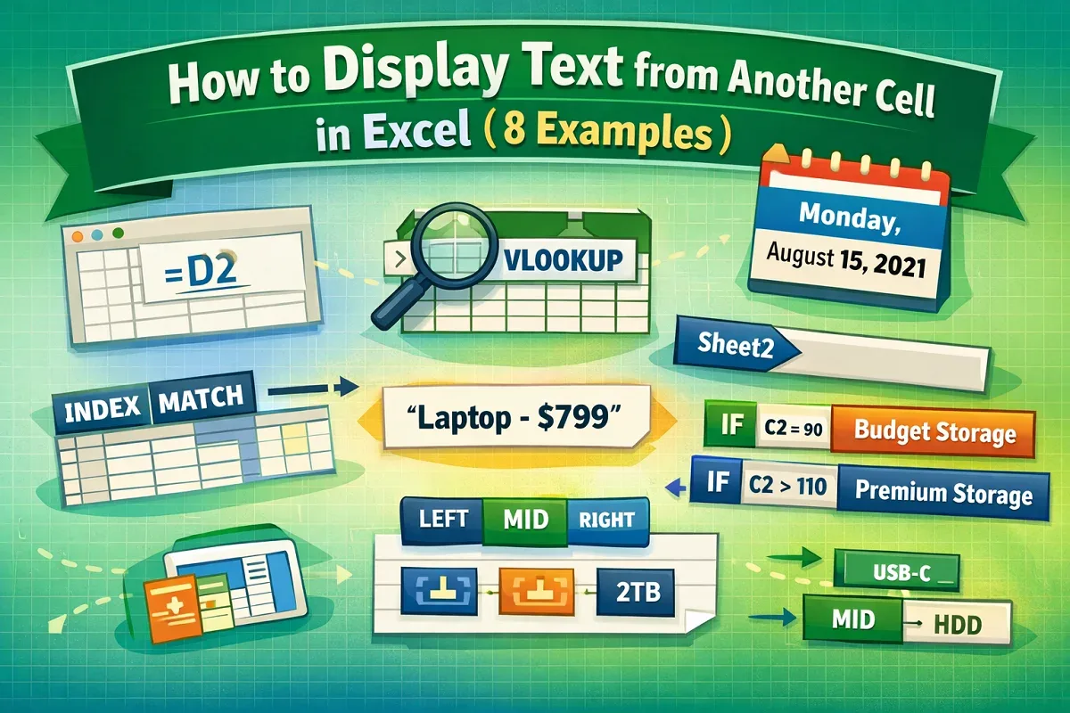 How to Display Text from Another Cell in Excel (8 Examples)